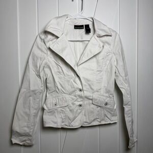 DKNY Jeans White Denim Jacket Size Small Women's Retro Vintage 100% Cotton Y2K